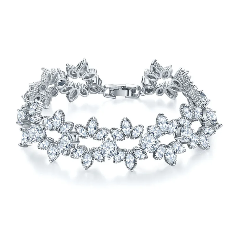 

AliExpress Cross Border Zircon Bracelet Simple Ice Zircon Bracelets Women's Anti-Allergy INS Colorful Snowflake Bracelet