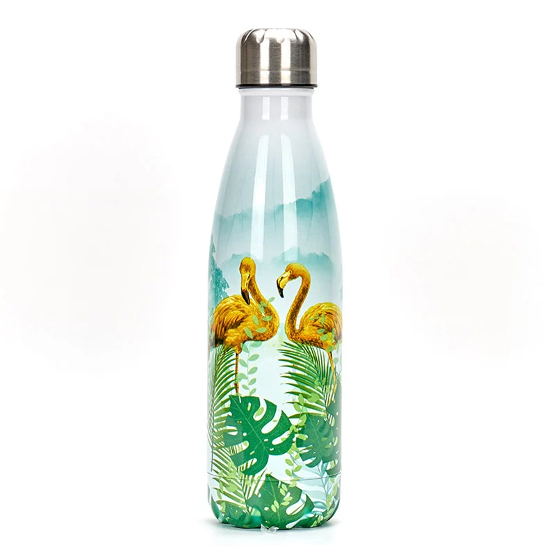 New Flamingo Floral Water Bottle BPA free Stainless Steel Thermos Bottle Gym Sport Travel Insulated Cup Mug Christmas Tumbler