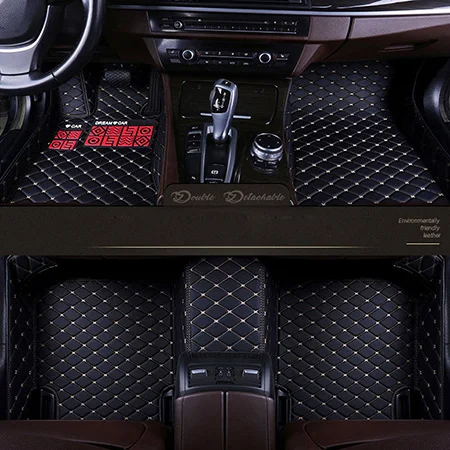 Кожаные пользовательские автомобильные коврики для DACIA sandero Duster Logan подушки для сиденья автомобиля аксессуары для интерьера покрытия для ног - Название цвета: Black beige Standrd