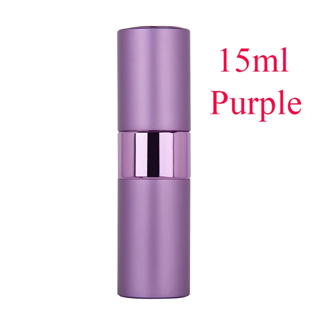 5-20ML metal aluminum Portable Refillable Perfume Bottle Cosmetic Container Empty Spray Atomizer Travel Sub-Bottle liner glass 15ML Purple  spray