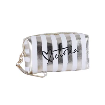 

Protector Cross Pattern Makeup Bag Striped Lettered Octagonal Storgage Bag Support Custom-
