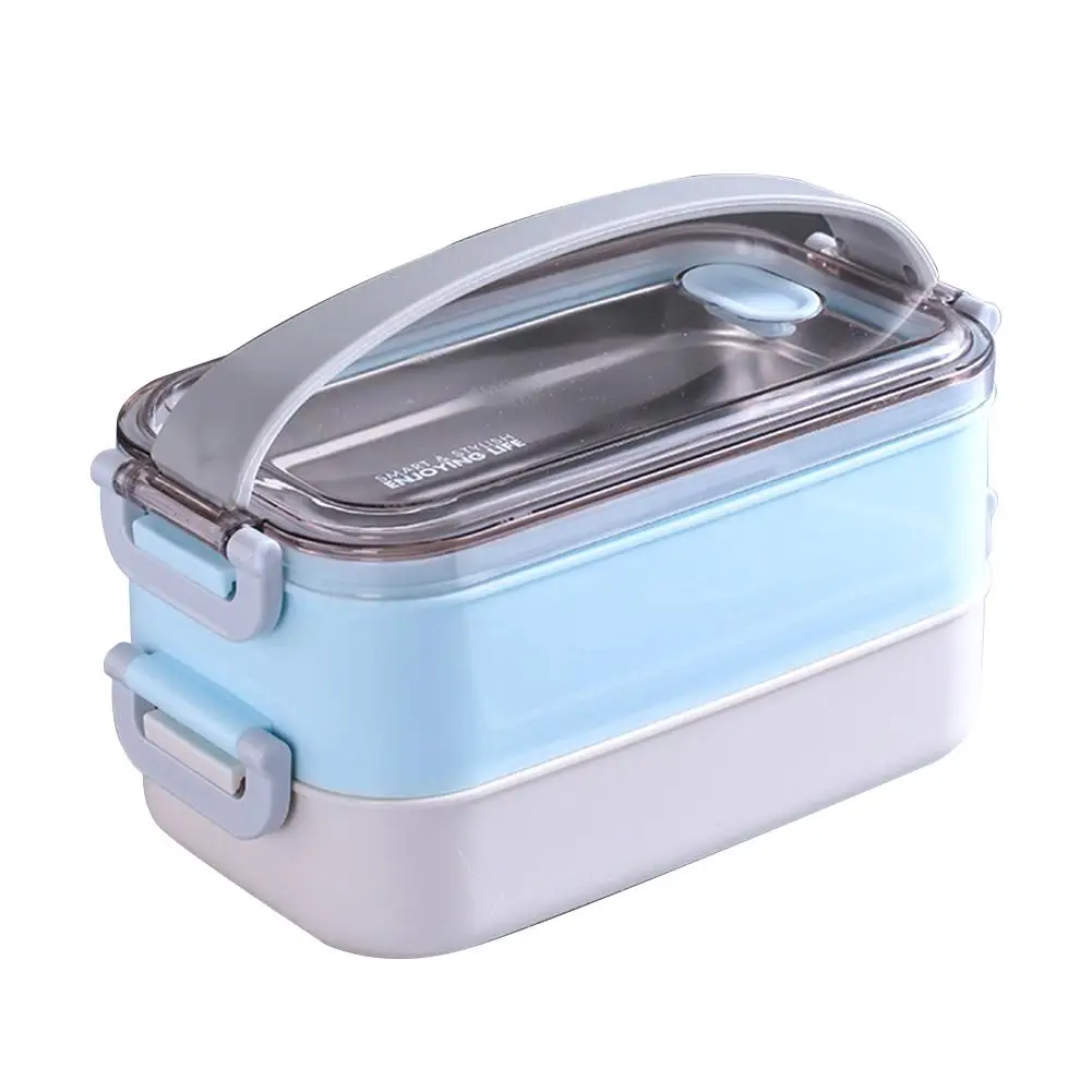 

Lunch Box 304 Stainless Steel 2-tier Bento Boxes With Comfortable Handle for Students Workers