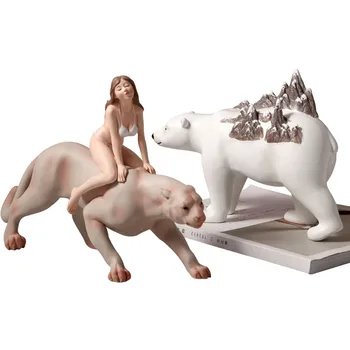 

Nordic Creative Iceberg Polar Bear Statue Resin Modern Animal Sculpture Desktop Ornament Decoration Home Decoration Accessories