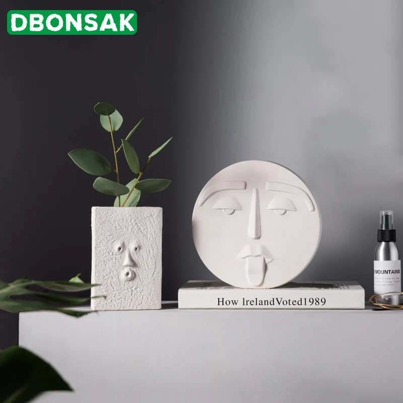 

Human Face Ceramic Flower Pot Home Decoration Round Square Ceramic Flower Pot Vase Ornaments Living Room Wedding Decoration Prop