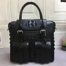 Повседневная дизайнерская мужская сумка из натуральной крокодиловой кожи с карманами и ручками сверху, мужской кошелек из крокодиловой кожи, сумка на одно плечо