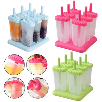 

6 Cells DIY Popsicle Molds Ice Cream Makers Kitchen Tools Reusable Frozen Pop Moulds Eco-Friendly Stocked Purees Yogurt #15