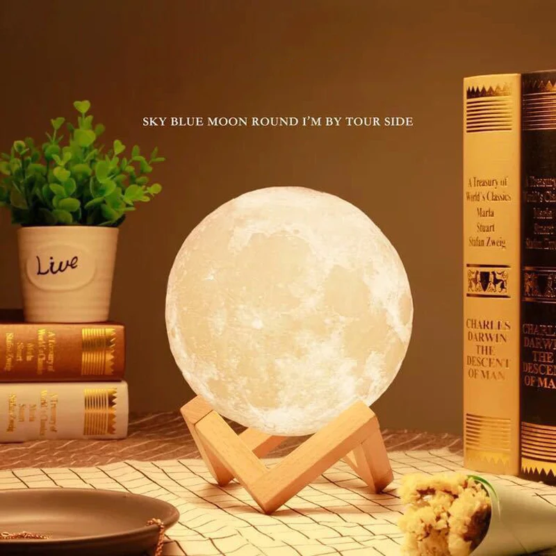 3D принт Лунная лампа меняющий цвета сенсорный Ночной светильник домашний Декор Рождественский подарок подходит для спальни книжный шкаф Кабинет гостиная
