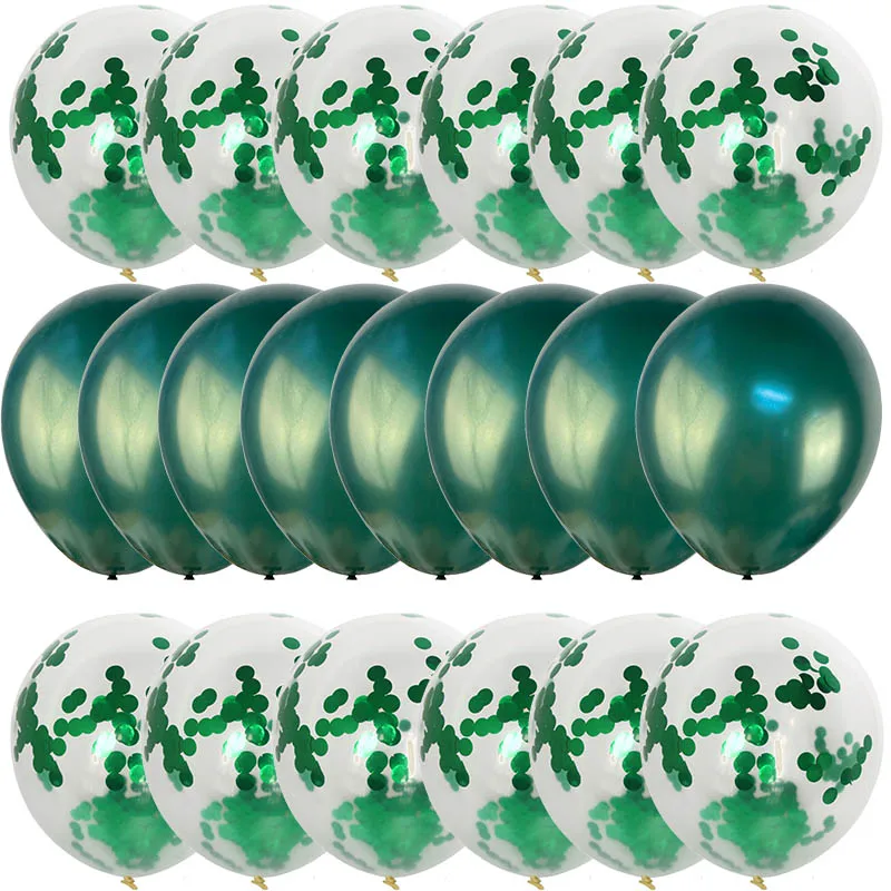 20Pcs Palloncini Verdi Cromati Palloncini Coriandoli Palloncini In Lattice Air Balon Per Ragazzo Jungle Safari Decorazioni Per Feste 1 ° Primo Complea