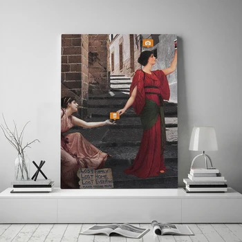 

Classic Art Masterpieces With Modern funny Culture Canvas poster Painting wall Art decor Living room Bedroom Decoration Prints