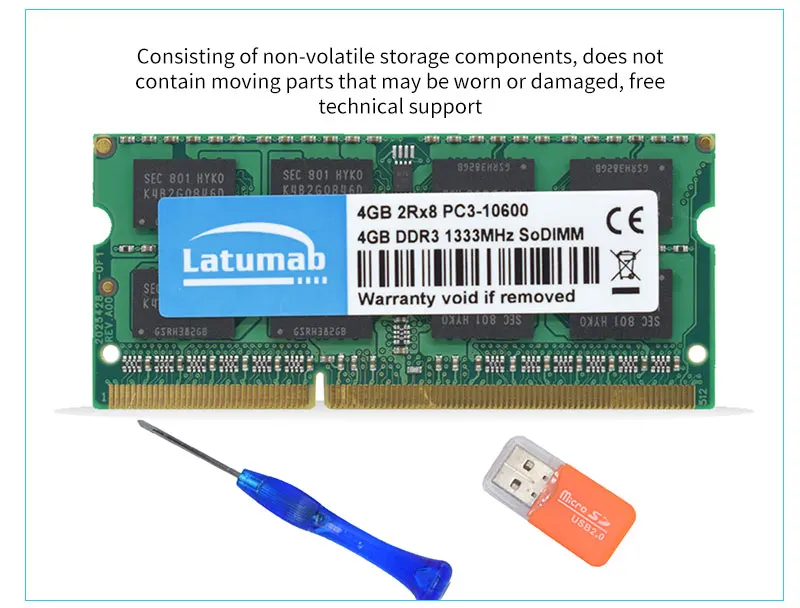 Latumab RAM DDR3 4GB 8GB 16GB 1333MHz Laptop Memory PC3-10600 SODIMM Memory 204Pin 1.5V Notebook Memory Memoria DDR3 RAM Module (17)