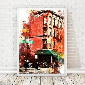 

Nordic New York Street Watercolor Abstract Art Canvas Poster Home Wall Decor (No Frame)