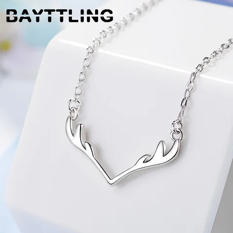 Silver Color Simple Fashion Antler Pendant Necklace For Woman Jewelry Necklace Party Gift