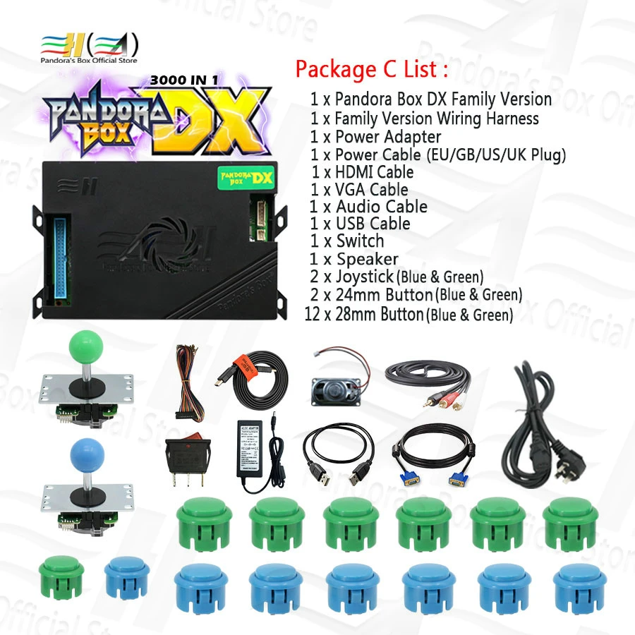 Pandora Box DX 3000 Family Version Motherboard with Control Accessories DIY arcade kits parts joystick usb button power supply Pandora Box DX 3000 Family Version Motherboard with Control Accessories DIY arcade kits parts joystick usb button power supply