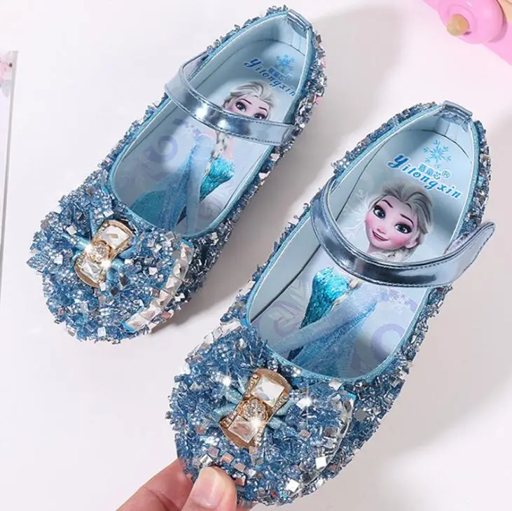 

Girls Fashion Shoes Elsa Princess Shoes Kids Elegant Dance Party Wedding Shoes Chaussure Enfants Blue Pink Silver Cosplay
