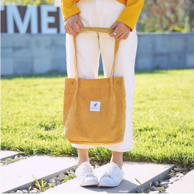

Woman Corduroy Shoulder Bag Reusable Shopping Bags Casual Tote Female Handbag for A Certain Number of Dropshipping