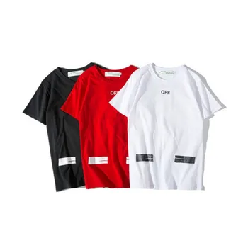 

OWs New Classic Graffiti Sketch stripe Arrow Print Hip Hop Couple Short Sleeve Men women T-Shirt