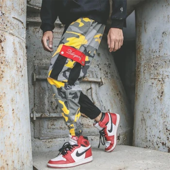 

Cargo Pants Camouflage Men Patchwork Hip hop Loose Joggers Pocket Streetwear Ankle length Trousers Techwear casual trousers