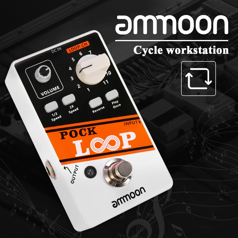 ammoon POCK LOOP Looper Guitar Effect Pedal 11 Loopers Max.330mins Recording Time Supports 1/2 & 2X Speed Guitar Pedal