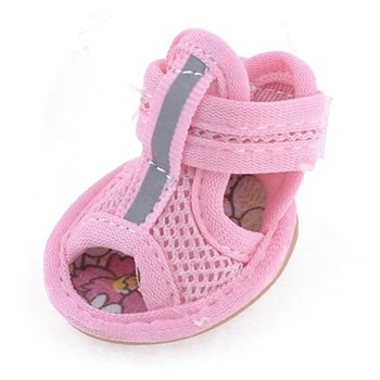 

2 Pairs Rubber Sole Pink Mesh Sandals Yorkie Chihuaha Dog Shoes Size 1
