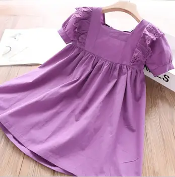 

girls dresses summer solid color baby girls hollow lace cotton causal dress children clothes wholesale