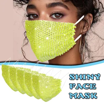 

Unisex Shining Mask Rhinestone Decoration Elastic Mask Jewellery Dance Party Cosplay Night Club Crystal Masks Face Jewelry 5PCS