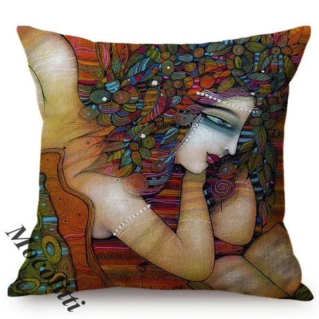 Ancient Rome Beautiful Woman Portrait Sexy Abstract Oil Painting Art Home Decoration Cushion Cover Linen Sofa Throw Pillow Cover M135-1