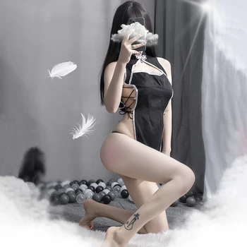 

Sexy Women Lingerie Lace Cheongsam Night Dress Maid Cosplay Sexy Costumes Sleepwear Outfit Erotic Roleplay Exotic Apparel