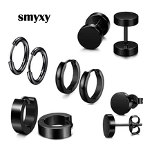 1 пара, несколько стилей, унисекс, черный цвет, нержавеющая сталь, пирсинг, серьги для женщин и мужчин, панк, готика, серьги-штанги, круг для ушей