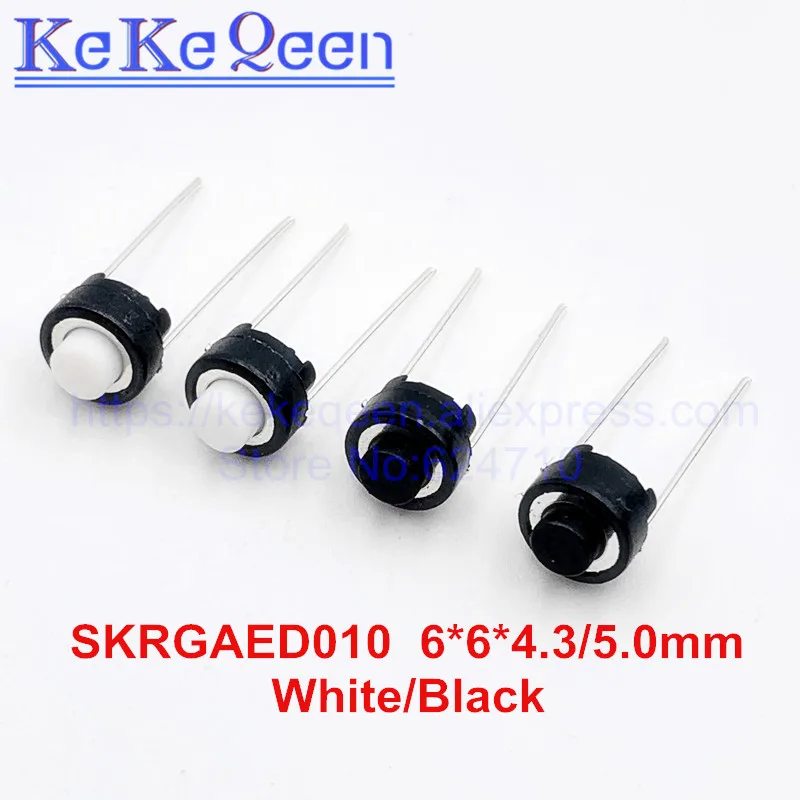 100Pcs Skrgaed010 Alpi Tact Switch 6*6*4.3/6*6*5 Bianco Black Touch Interruttore 6*6*4.3Mm/6*6*5 Millimetri Dip Tattile Push Button Micro Interruttore