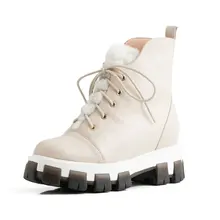 Г., женские зимние ботинки классические черные теплые ботильоны из натуральной кожи на меху обувь на низком каблуке женские ботинки, Size34-43