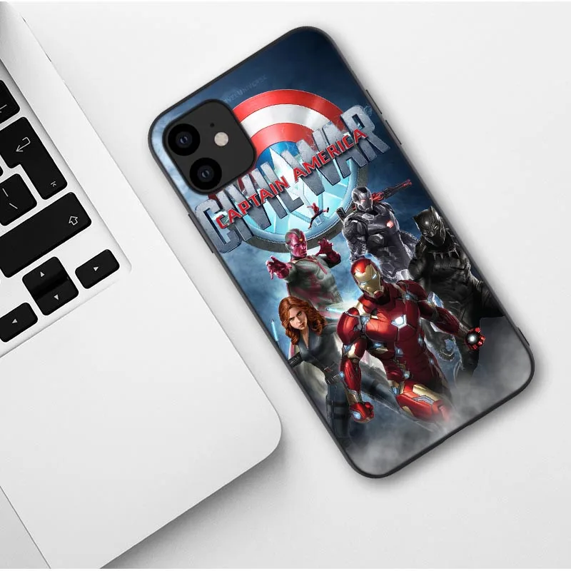 TPU Черный ТПУ чехол Джокер для iPhone 6 6s 7 8 plus x XR XS MAX 11 Pro Max чехол силиконовый чехол Марвел мститель капитан Дэдпул танос - Цвет: TPU