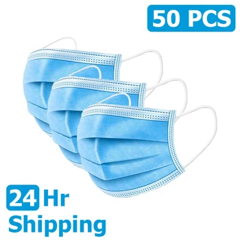 

50Pcs Face Masks Ear Loops Disposable Non-Woven Daily Care Masks Dust Safety Mask