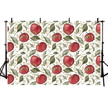 

Vinyl Background Photography Red Apples Background The Green Leaves Photo Studio Backdrop