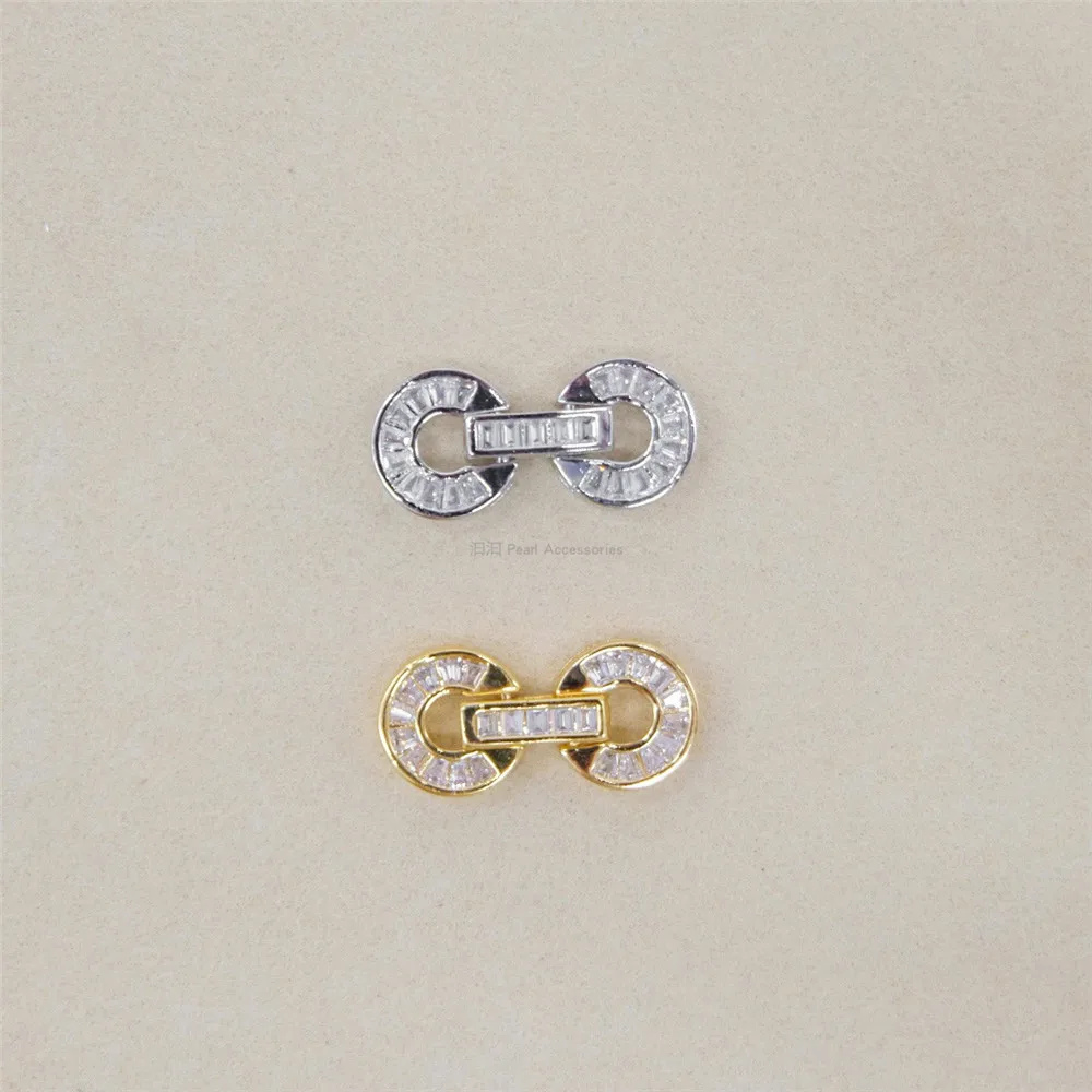 

DIY pearl jewelry accessories bracelet necklace sweater chain T-square zircon 8-shaped buckle copper plating 18K Gold