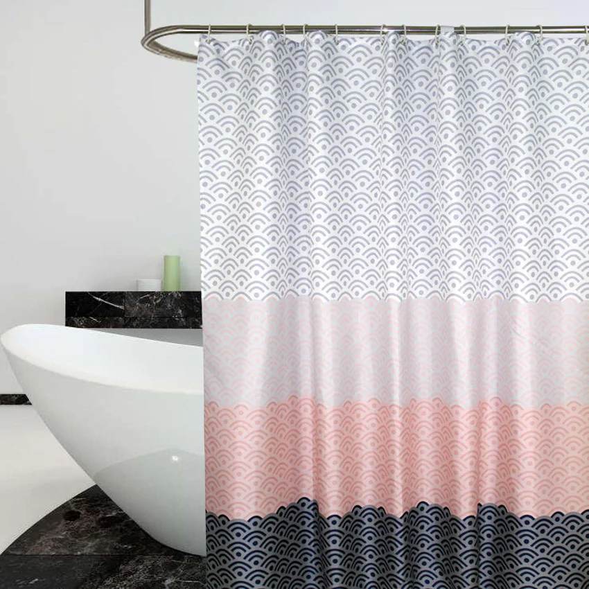 

37 Nordic Shower Curtain Geometric Color Block Bath Curtains Bathroom For Bathtub Bathing Cover Extra Large Wide 12pcs Hooks