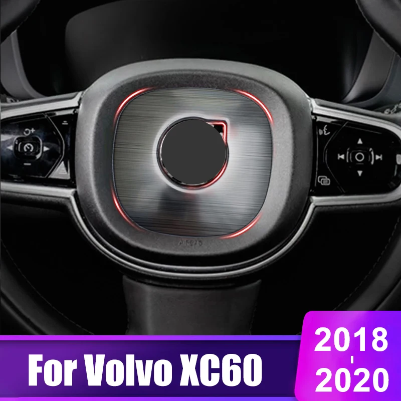 For Volvo Xc60 2018 2019 2020 Car Styling Steering Wheel Circle Center Logo Covers Stickers Trim