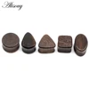 Alisouy 2pcs Punk Nature Wood Flesh Saddle Ear Tunnels Plugs Gauges Double Flared Ear Expender Stretcher Body Piercing Jewelry ► Photo 3/6