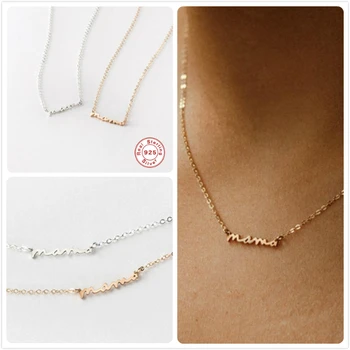 

925 Sterling Silver Necklace Women Gold Letter Necklace Mama Chain Chokers Necklace Mother's Day Gift Minimalism Collier R5