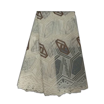 

2018 Latest African French Lace Fabric High Quality African Tulle Lace with Stones for Women's Wear HJ373-2