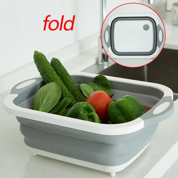 

Collapsible Kitchen Board Folding Washable Cutting Boards Plastic Chopping Board Foldable Vegetable Fruits Washing Basket