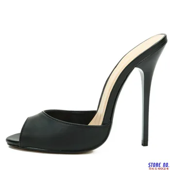 

Sexy High Heels Mules Shoes Woman Popular Fashion Summer Women Slippers Female Shoes Large Peep Toe Stilettos Mules Heels Large