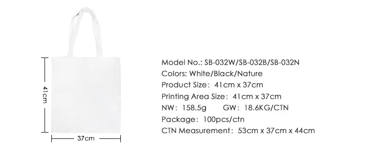 10pcs/Lot Blank Sublimation Tote Bag DIY White Non-woven Fabric Shoulder  Bags Simple Handbag Outdoor Portable Backpack