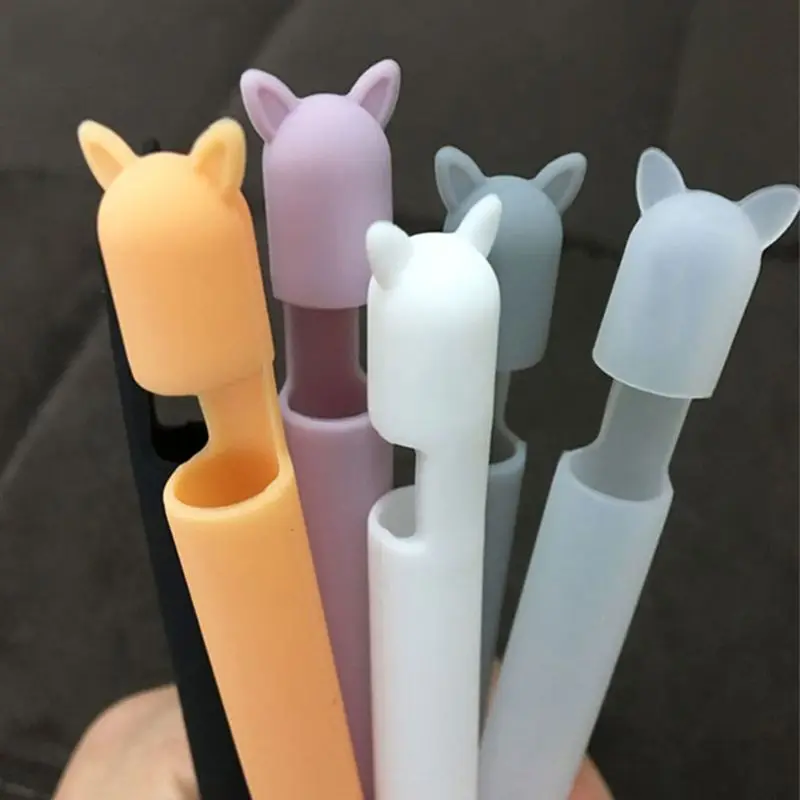 Gato Bonito Orelha Anti-scroll Silicone Protetor Bolsa Titular Nib Capa Protetora Case Pele para Apple Lápis para Ipad 1s - Imagem 3