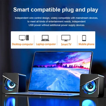 Minialtavoz con cable USB para ordenador, altavoz con Sonido envolvente estéreo 4D para PC, portátil, Notebook, no con bluetooth 2