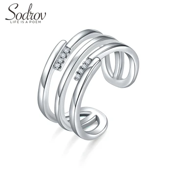 

SODROV Silver 925 Jewelry Silver Rings For Women 925 Sterling Silver Trendy Zircon Finger Ring Size Adjustable Silver Rings