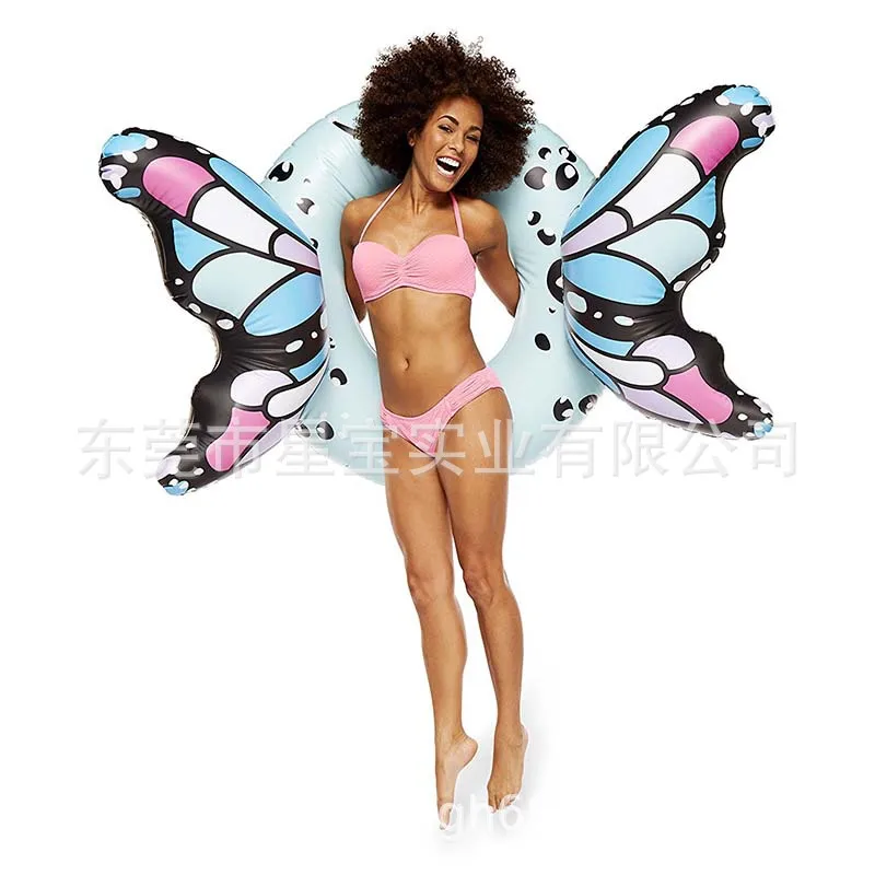 New Style Hot Selling PVC Inflatable Overwater Floating Mat Angel Swimming Tube Floating Circle Life Ring Welcome Customizable