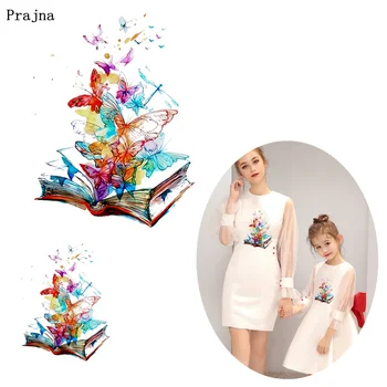 

Prajna 2PCS Butterfly Books Iron On Heat Transfers Cartoon Unicorn Owls Car Camera Ironing Stickers On Clothes T-shirt Applique