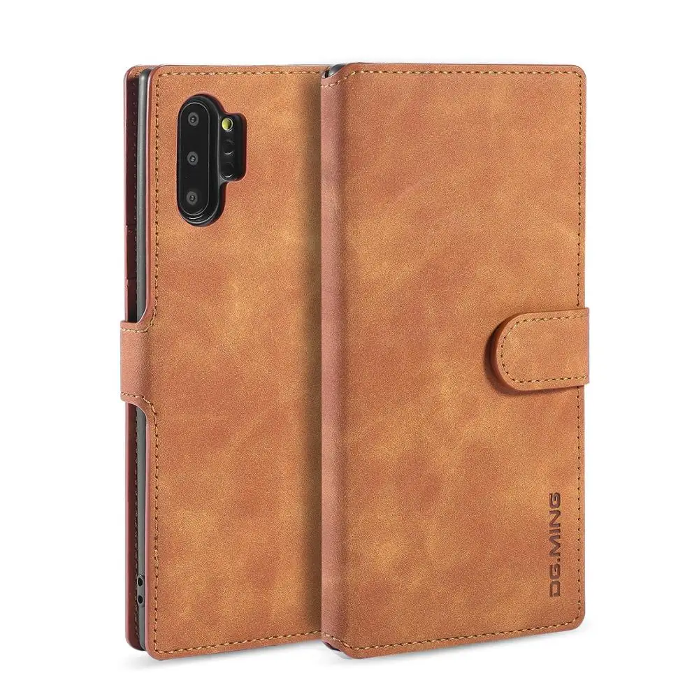 

DGMING Retro Oil Side Magnetic Flip Wallet Case For Samsung Galaxy Note 8 9 10 Auto 3 Card Slots Leather Case For Note 10 Pro