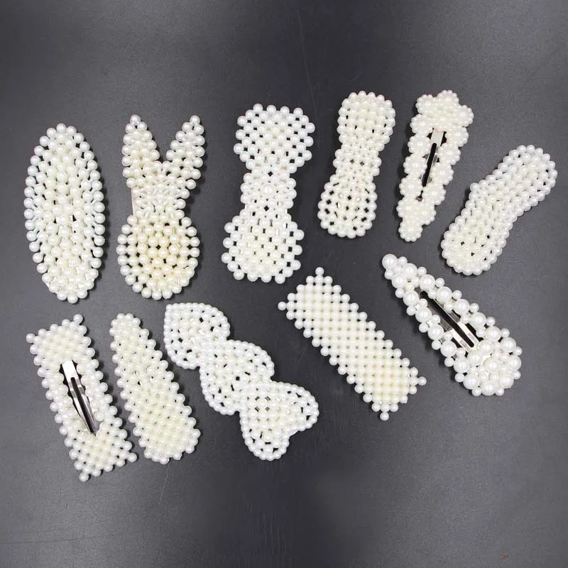

10 pcs Mixed New Pearl Hair Clips Women Hair Barrette Stick Snap Hair clip Wholesale Lots Salon Hairpin hair Styling Accessories