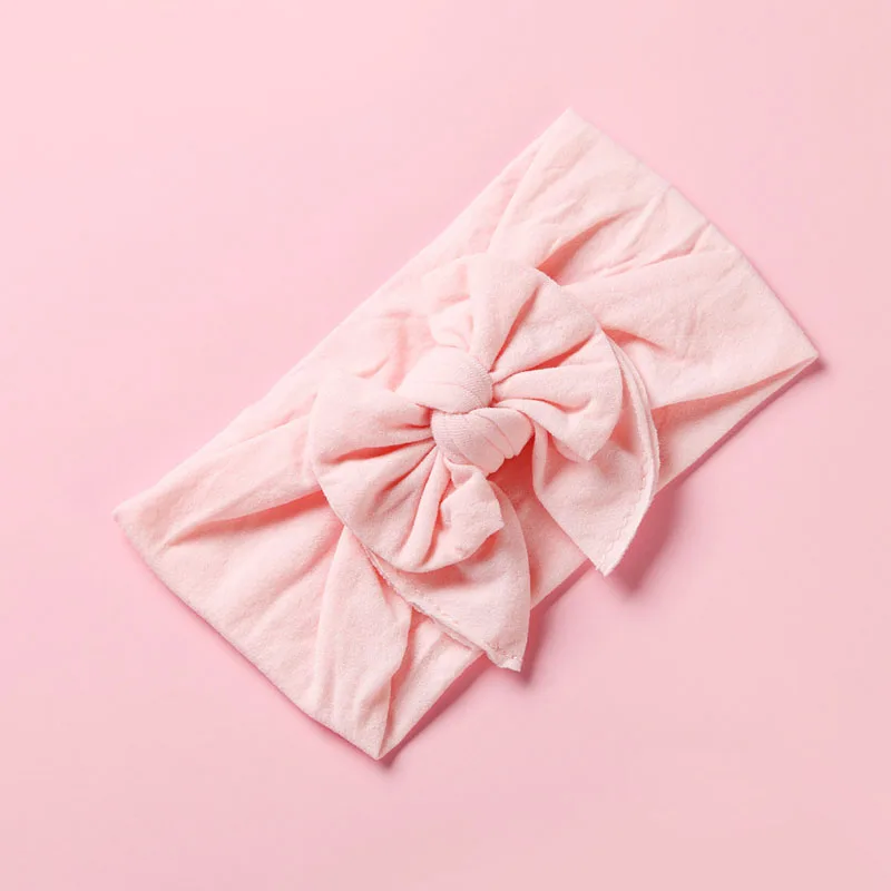 Crystal pink Бантик широкий нейлон тюрбан головной убор, Классический бант из нейлона повязки на голову 27 цветов - Цвет: Crystal pink